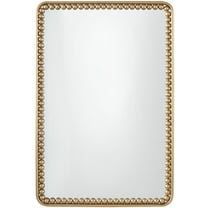 DecMode 24" x 36" Gold Rectangular Beaded Wall Mirror