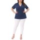 thumbnail image 2 of Blusa elegante de manga corta de encaje con cuello en V para mujer de tallas grandes Agnes Orinda, tunic ribeteada de punto, 3X, azul marino, 2 of 6