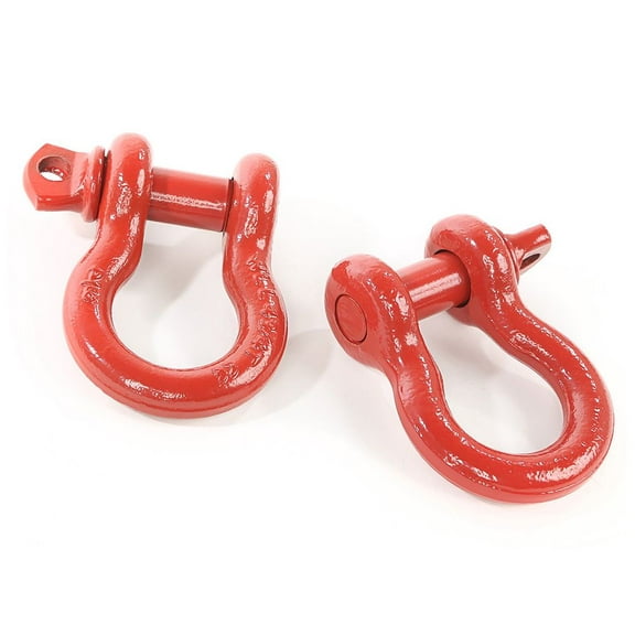 Rugged Ridge by RealTruck D-Ring Shackle Kit | 3/4", Red, Steel, Pair | 11235.08
