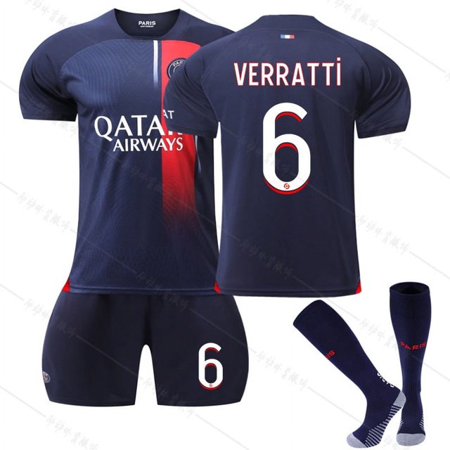 2324 New Paris Home Quick Dry Football Sportswear #6 VERRATTI Copy Player Name Jersey