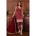 thumbnail image 3 of Designer Reception Wear Indian Pakistani Shalwar Kameez Shrug Pant Suits ( Red, 5XL - 52 ), 3 of 5