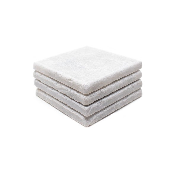 Marble Object 4-Pieces Natural Stone Marble Coaster Set/Home Decor/Wedding Gift (White)
