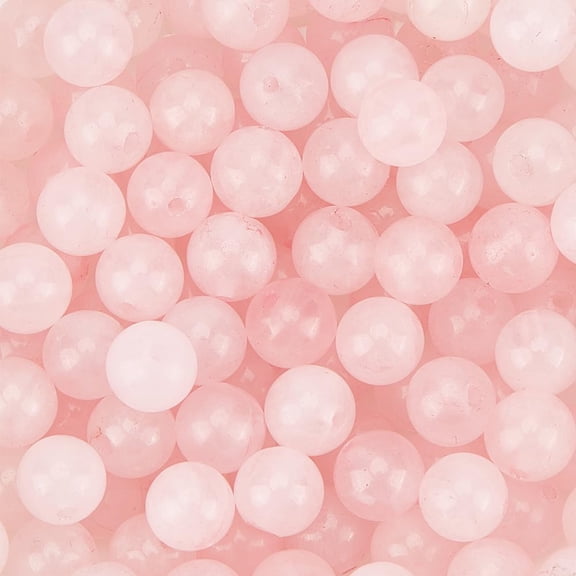 1 Box 6MM 120PCS Rose Quartz Beads with Hole Natural Round Pink Smooth Opaque Loose Spacer Charm Bead Bulk for DIY Jewelry Making Earrings Bracelets Necklaces Decor DIY Craft Supply