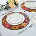 thumbnail image 2 of WOBOGO Collage Art Flower Round Placemats Set of 6 Heat Resistant Washable Kitchen Table Decorations 15.4in, 2 of 7