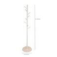 thumbnail image 3 of Traditional Freestanding 66" Rubberwood Entryway Coat Hanging Rack with 8 Hooks in Gloss Blush White, 3 of 5
