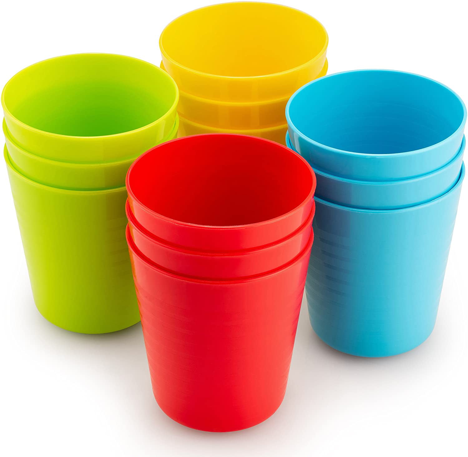 Bugucat 8pcs Plastic Cups 280ml, Reusable Drinking Tumbler Cups