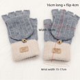thumbnail image 3 of Autumn and Winter knitted flip half finger alpaca gloves men's and women's winter warm cold-proof open finger wool riding, 3 of 4