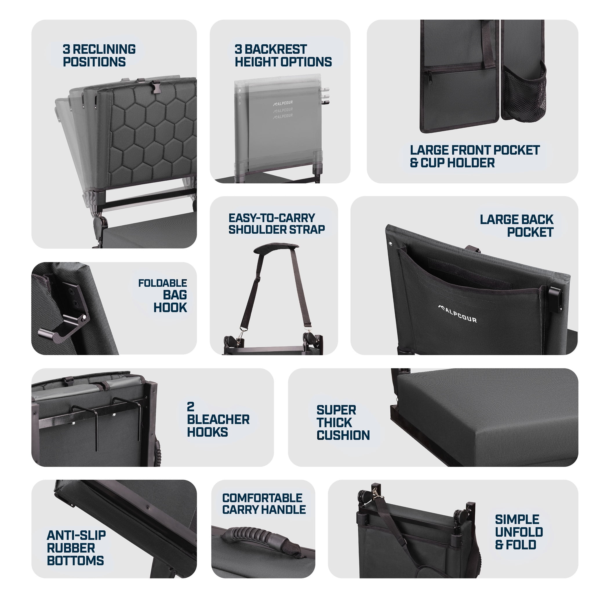 Folding Reclining Stadium Seats with Back Support