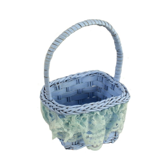 Painted Wicker Basket with Lace Wedding Party Favors Easter Decoration 2pcs/pkg Blue