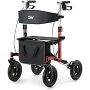 Zler Rollator Walker with Seat PU Solid Tires 300lbs - All Terrain Walker for Seniors