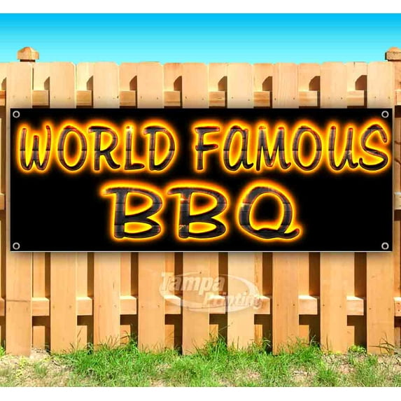 World Famous BBQ 13 oz Vinyl Banner With Metal Grommets