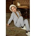 thumbnail image 4 of Arshiner Girl's Sweatshirt and Sweatpants Set 2 Piece Outfits Rib-Knit Sweatsuits Cute Pullover and Pants for Kids, 4 of 8