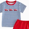 thumbnail image 4 of HCNTES Infant Toddler Boy 4th of July Patriotic Clothes Set, Cute Cartoon Train Printed Striped T-Shirt Red Shorts 2Pcs Outfits 6 12 18 24M 2T 3T 4T, 4 of 4