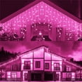 thumbnail image 2 of Decoraciones navideñas 2024 Guirnalda de calle para la casa Cortina de carámbanos de Año Nuevo Luces LED Decoración rosa Luces de hadas con control remoto, 2 of 5