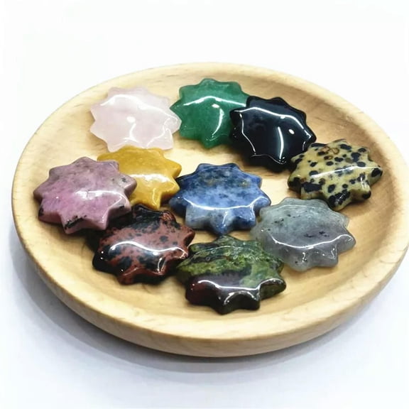 MATROOY 10pcs Mixed Natural Stone Sun Quartz Crystal Healing Carved Gem Reiki Healing