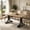 Light Brown, variant on Fnova 63" Modern Dining Table, Rectangular White Faux Marble Top Kitchen Table, Stylish Metal Trestle Legs, Seats 4 to 6 for Dining Room & Kitchen, Living Room