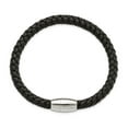 thumbnail image 5 of Stainless Steel Bracelet Men's Leather 6 mm 8.5 in Chisel Polished Black Braided, 5 of 6