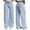 Blue, variant on Aocisk High Waisted Knot Embroidered Denim Jeans for Women Relaxed Fit Straight Leg Casual Long Pants for Women for and Stylish Blue XS