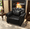 Black, variant on CKEASEAN 41” Mid-Century Faux Leather Single Sofa Chair with Button Tufting, Modern Chesterfield Sofa with Decorative Pillow, Nailhead Trim & Rolled Armrests, Rack for Living Room/Apartment
