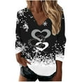 thumbnail image 1 of Blusa navideña de manga larga con cuello en V y estampado de copos de nieve informal a la moda para mujer Fridja  FKASFK4257, 1 of 4