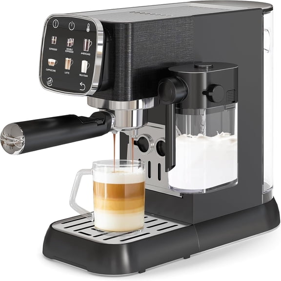 Gaderth 20 Bar Professional Espresso Machine with Milk Frother and Touchscreen, Espresso Machine Compact, Espresso Coffee Machines with Adjustable Temperature for Cappuccino