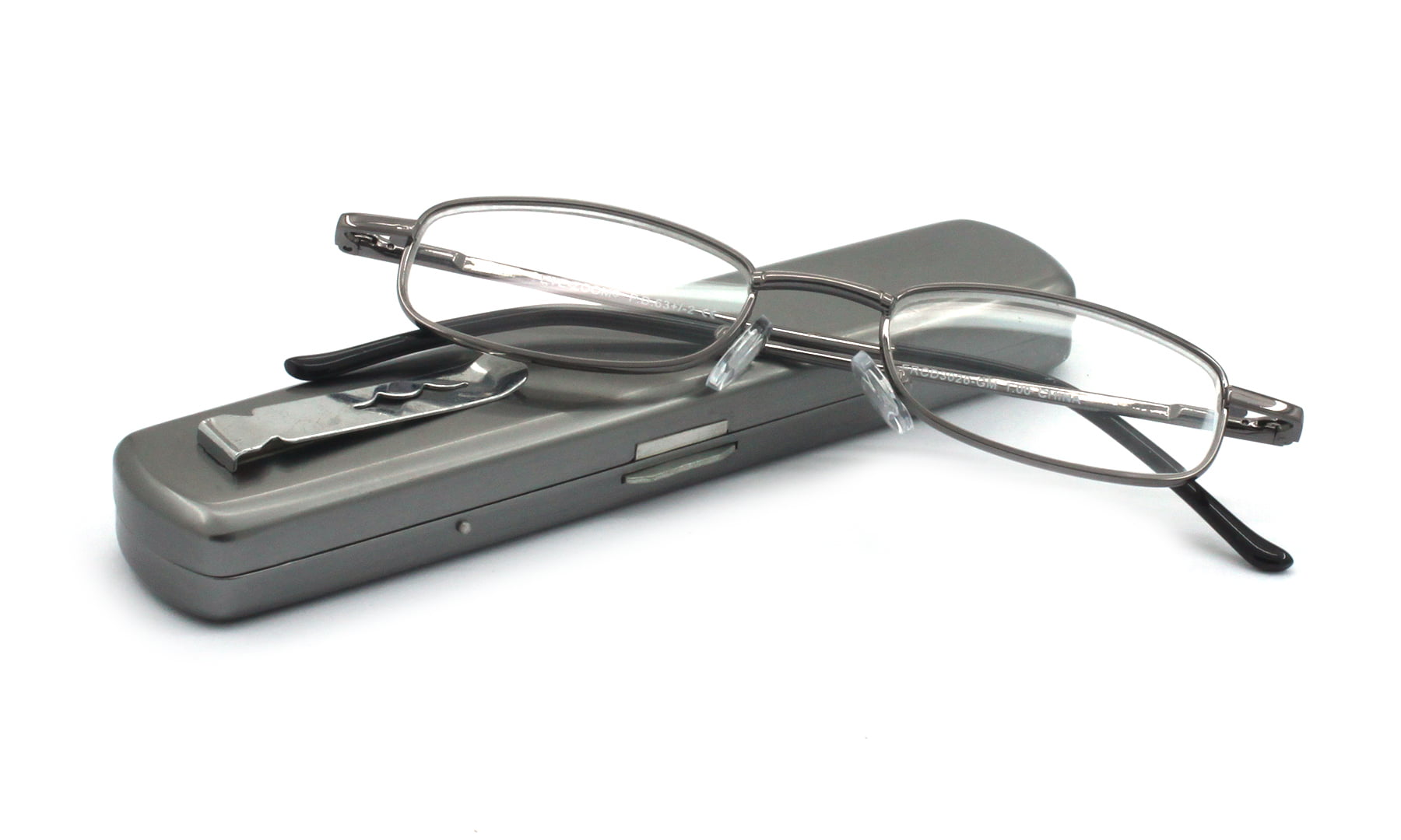 Outdoor Gunmetal Eyeglasses Full Frame Reading Glasses Spectacles Eyewear Reader Magnifier 1.00 Pocket Clip Pen Tube Case