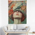 thumbnail image 5 of RKSupls Vertical Tapestry Wall Hanging, Elegant Art Nouveau Floral Hat Bird Woman Tapestry Wall Decor for Bedroom, Dorm Room, Living Room, Apartment, College Dorm Home Decor, 5 of 5