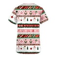 thumbnail image 4 of Holiday Gifts! Titcea Christmas Scrub Tops for Women Stretchy V Neck Short Sleeve Cute Xmas Printed Nurse Holiday Working Uniforms, 4 of 5