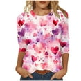 thumbnail image 2 of Gamivast Valentines Day Sweatshirts for Women Plus Size 3/4 Sleeve Cute Heart Love Graphic Blouse Holiday Casual Crew Neck Tunic Trendy Tees, 2 of 5