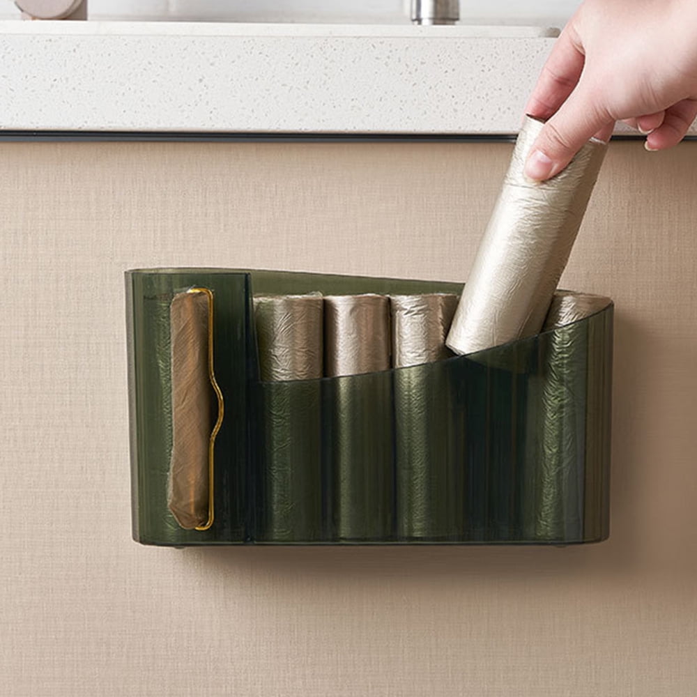 Wall Mount Grocery Bag Dispenser Punch Free Disposable Bag Holder For