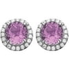 Platinum-Plated Sterling Silver Round-Cut Amethyst Pave CZ Earrings