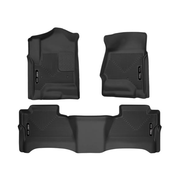Husky Liners 98231 Weatherbeater Floor Mats Fit 2014-2019 Chevy Silverado/GMC Sierra 1500/2500/3500 Crew Cab - Front/2nd Seat - Black
