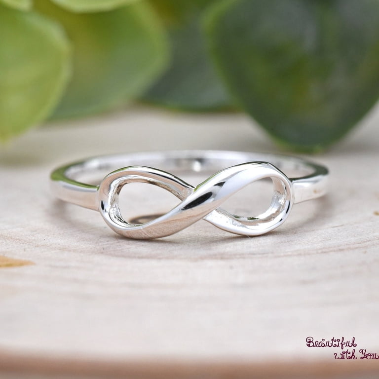 LD DESIGNS Silver Infinity Ring, Minimalist Dainty Open Loop Stackable ...