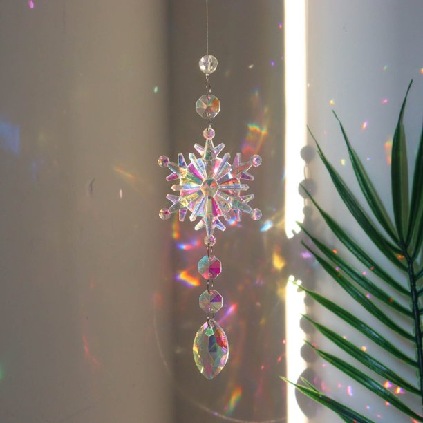 Xihbxyly Oferta Relampago Atrapasol de Cristal En Copos de Nieve, Carámbano para Colgar En La Ventana, Decoración para Árbol de Navidad