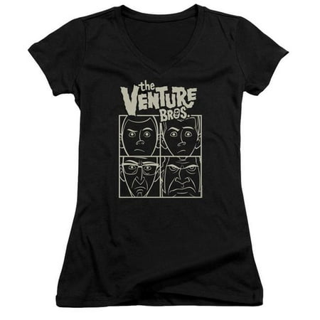 Trevco CN898-JV-5 The Venture Bros & Venture by Juniors Sheer Jersery with Cap Sleeve V-Neck, Black - 2X