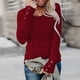 thumbnail image 2 of Moda mujer casual suelto pulóver botón de manga larga cuello redondo camisetas tops Pompotops  gfhjh16024, 2 of 8