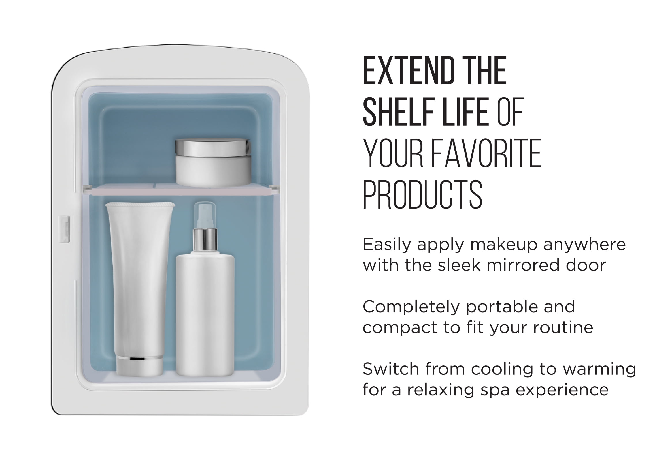 chefman 0.52 cu ft portable mini mirrored personal fridge