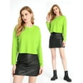 thumbnail image 2 of SSLR Oversized T-Shirts for Women Long Sleeve Crop Tops Henry Neck Waffle Ribbed Top, 2 of 8