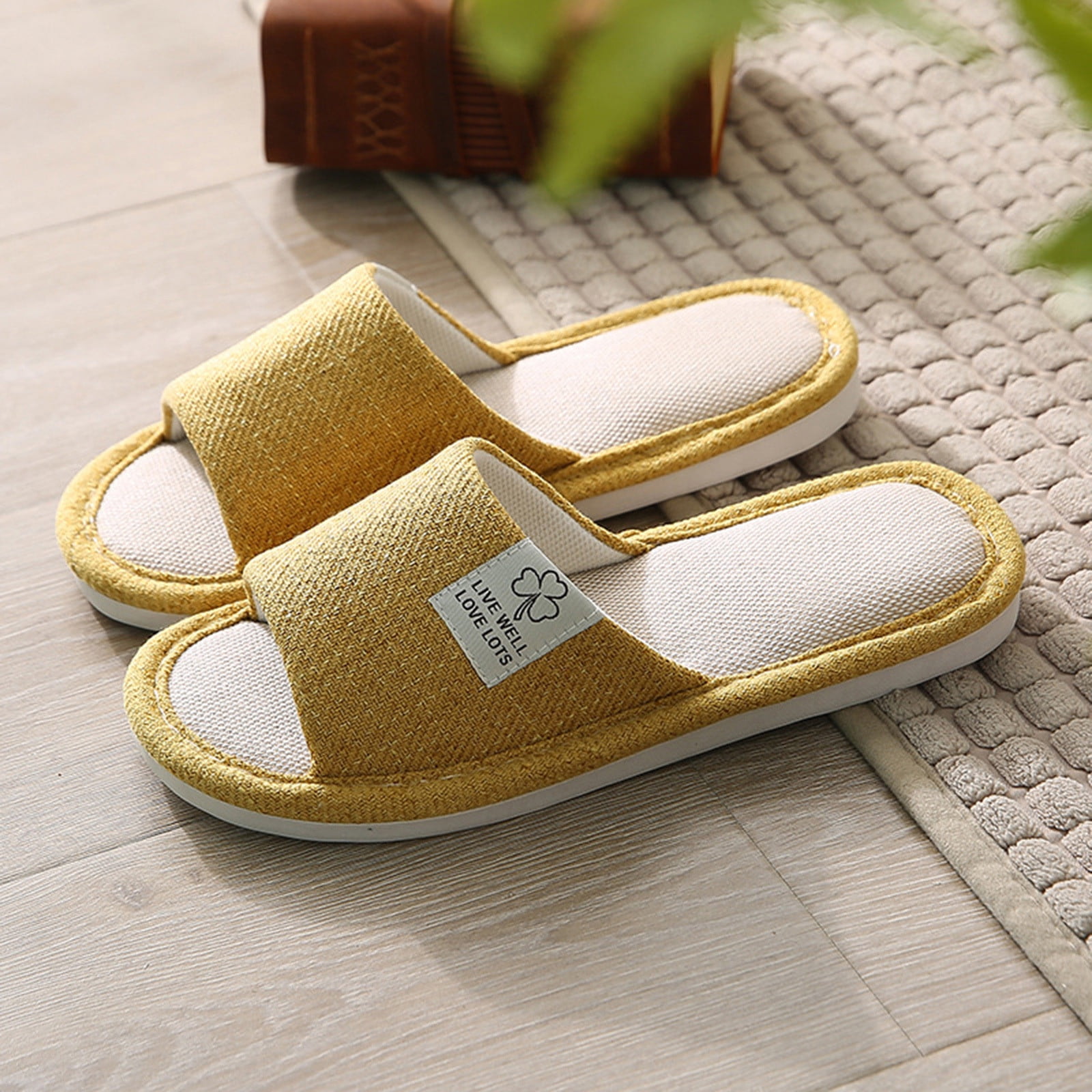 womens yellow slippers