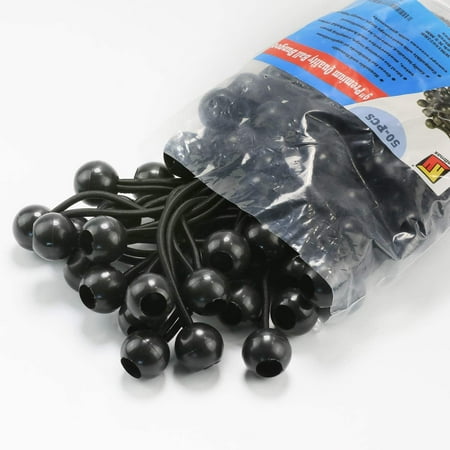 

9 inch 50 Piece Heavy Duty 5mm Ball Bungee Canopy Cord by Wellmax Black Color