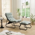 thumbnail image 4 of Jopath Outdoor Lounge Chair with Ottoman, Comfy Sling Recliner Chair with Puffy Cushion and Foot Stool for Living Room Bedroom Reading Room Light Green, 4 of 9