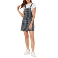 thumbnail image 1 of Vestido de tirantes ajustables de cuadros Inspire Chic para mujer S azul-marrón, 1 of 8
