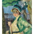 thumbnail image 3 of Leo Putz 15x17 Black Modern Framed Museum Art Print Titled - Portrait of a Lady Under Green Umbrella (Frieda Blell) (1911), 3 of 5