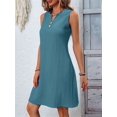 thumbnail image 6 of Women Summer Dresses for Island Vacation Sleeveless V Neck Tunic Dress Casual Beach Sundress Sea Blue L, 6 of 8