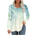 thumbnail image 2 of Nrmvnmi Long Sleeve Shirts for Women Fall Tops Dressy Shirts Casual Blouses Pleated Scooped Neck Tunic Tops Cute Curved Hemline Tunic Tops, 2 of 2