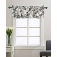 thumbnail image 3 of Curtain Valance for Windows Watercolor Floral Rose Leaves Kitchen Valances Rod Pocket Short Curtains,Black Liquid on Linen Window Treatment Panel for Living Room Bathroom Bedroom 54x18in, 3 of 9