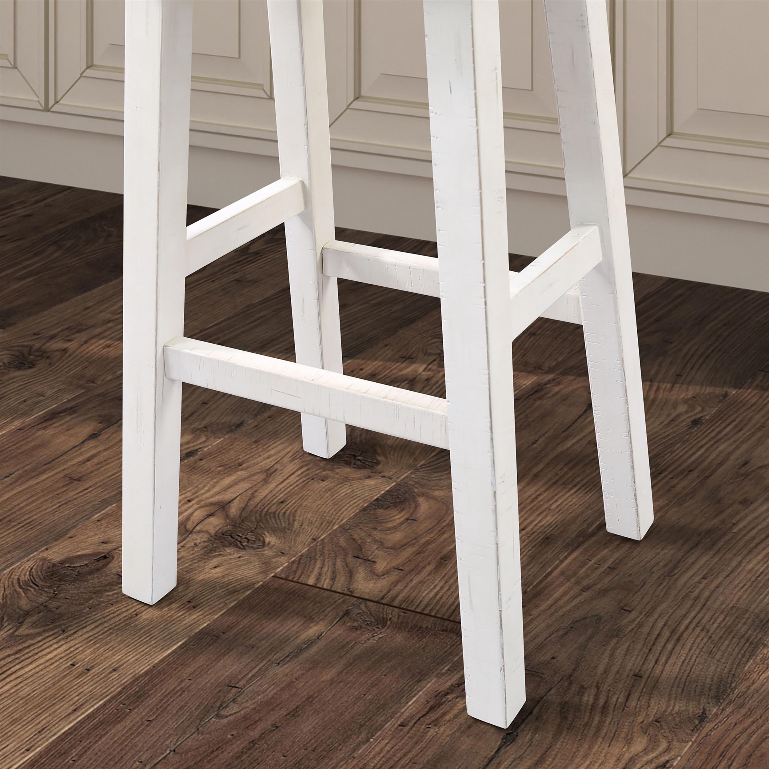 Furniture of America Quyra Solid Wood Indoor Saddle 30.5-inch Bar Stools, Gray and White (Set of 2)