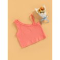 thumbnail image 3 of Kids Girls Breathable Vest Little Girls Sleeveless Sloping Shoulder Solid Tank Tops Summer Casual Crop Tops 2-8Y, 3 of 8