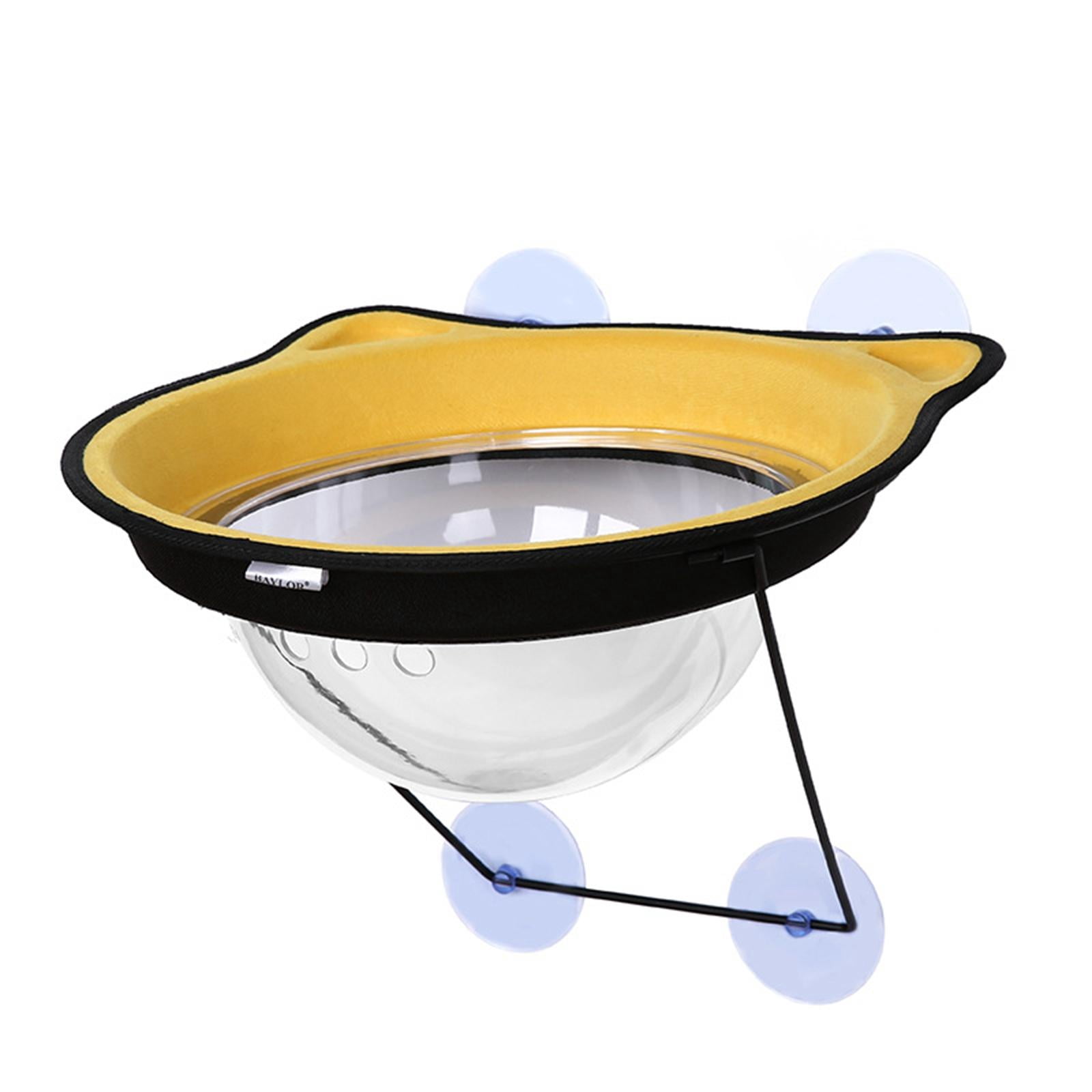 Cat Window Hammock Space Hanging Nest Cat Seat Window Mounted Cat Bed Cat Shelf Suction Window Perch for Napping Overlooking Yellow