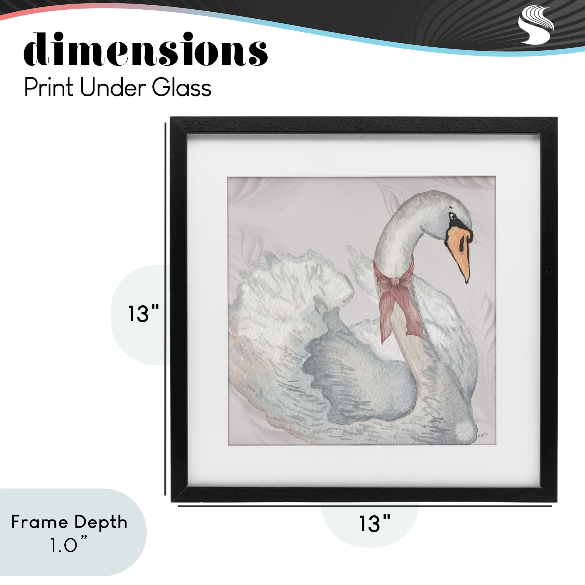 Stupell Industries Subdued Classic Swan Black Framed Print Under Glass, design by Elizabeth Medley